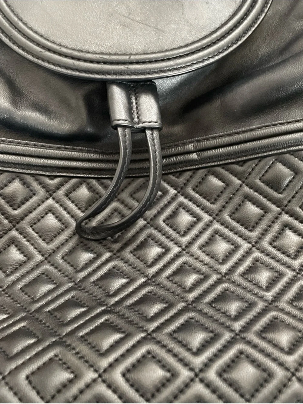 Tory Burch Black Quilted Leather Backpack